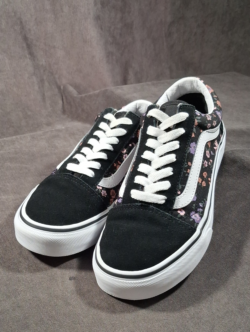 Vans Old Skool Covered Ditsy Floral Black White Suede Canvas Sneakers VG US 6